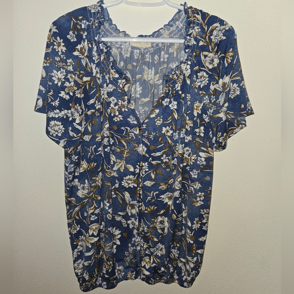 Floral Blue Blouse
